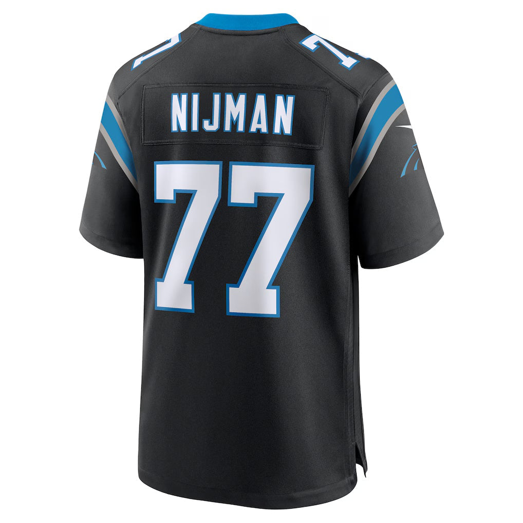 C.Panthers #77 Yosh Nijman Black Game Stitched Football American Jersey