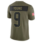 C.Panthers #9 Bryce Young Olive 2025 Salute to Service Limited Stitched Football American Jersey