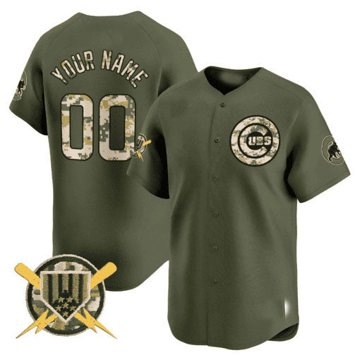 Chicago Cubs Armed Forces Day Vapor Premier Limited Custom Jersey ¨C All Stitched-Green Baseball Jersey