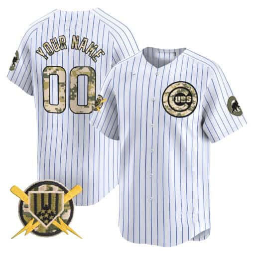 Chicago Cubs Armed Forces Day Vapor Premier Limited Custom Jersey ¨C White Baseball Jersey