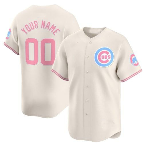 Chicago Cubs Bubblegum Pink Vapor Premier Limited Custom Jersey ¨C Cream Baseball Jersey
