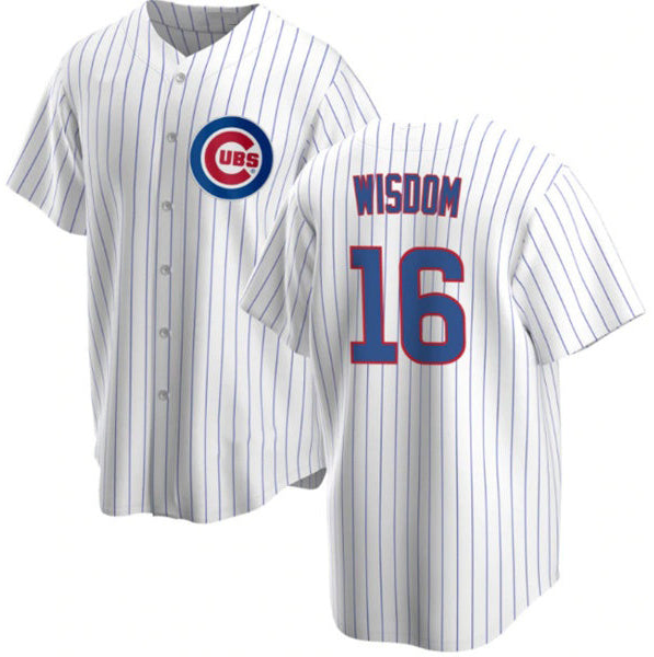 Chicago Cubs #16 Patrick Wisdom White Cool Base Stitched Baseball Jersey