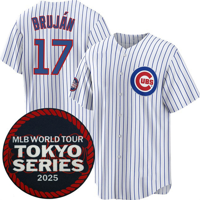 Chicago Cubs #17 Vidal Bruján White 2025 World Tour Tokyo Series Home Stitched Baseball Jersey