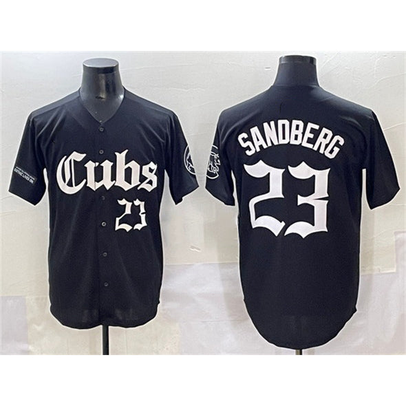 Chicago Cubs #23 Ryne Sandberg Black 'Gothic North Side Edition' Vapor Premier Limited Stitched Baseball Jersey