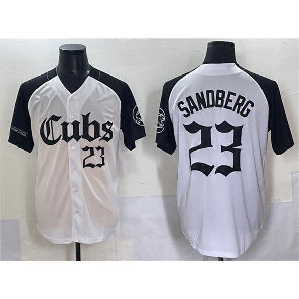 Chicago Cubs #23 Ryne Sandberg White Black 'Gothic North Side Edition' Vapor Premier Limited Stitched Baseball Jersey