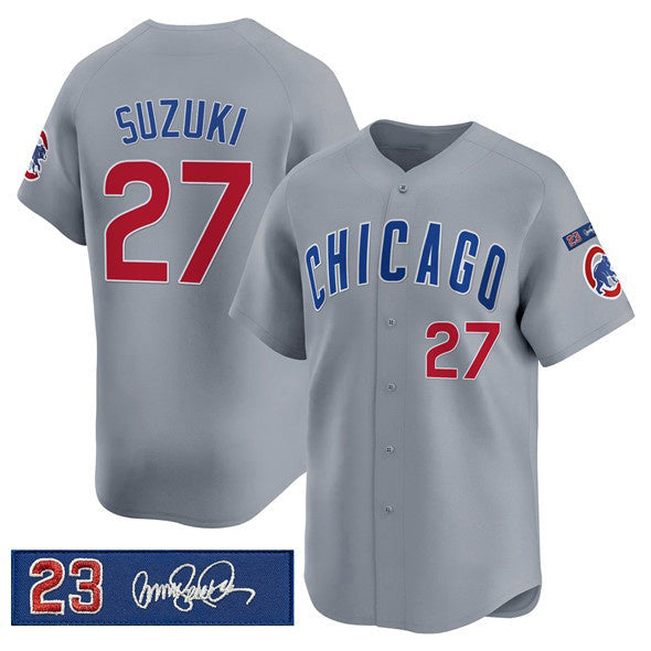 Chicago Cubs #27 Seiya Suzuki Gray 'Ryne Sandberg Tribute' Vapor Limited V3 Stitched Baseball Jersey