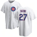 Chicago Cubs #27 Seiya Suzuki White Cool Base Stitched Baseball Jersey
