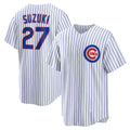 Chicago Cubs #27 Seiya Suzuki White Home Replica Baseball Jersey