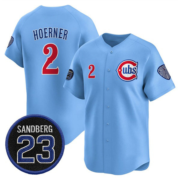 Chicago Cubs #2 Nico Hoerner Blue 'Ryne Sandberg Tribute' Vapor Limited V2 Stitched Jersey