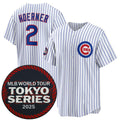 Chicago Cubs #2 Nico Hoerner White 2025 World Tour Tokyo Series Home Stitched Jersey