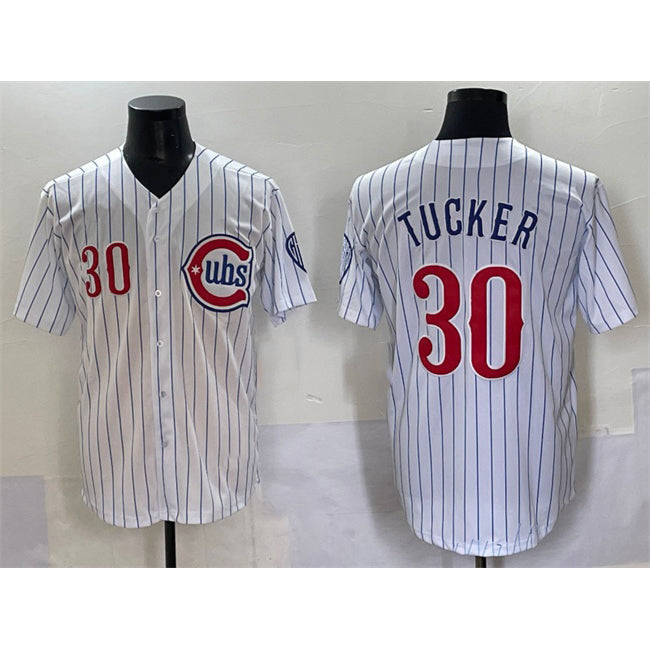 Chicago Cubs #30 Kyle Tucker White Pinstripe 2nd Alternate Limited Stitched Baseball Jersey