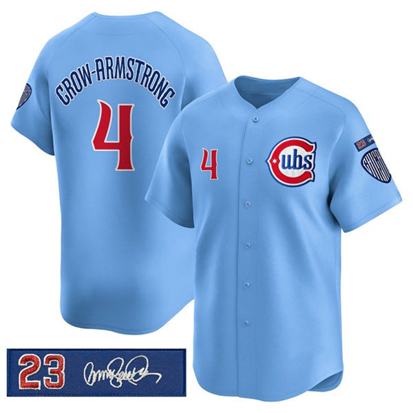 Chicago Cubs #4 Pete Crow-Armstrong Blue 'Ryne Sandberg Tribute' Vapor Limited V3 Stitched Jersey