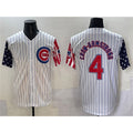 Chicago Cubs #4 Pete Crow-Armstrong White Pinstripe 2025 Independence Day Vapor Premier Limited Stitched Baseball Jersey