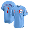 Chicago Cubs #7 Dansby Swanson Baby Blue 2nd Alternate Limited Player Baseball Jersey