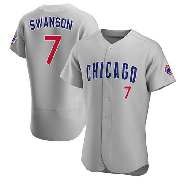 Chicago Cubs #7 Dansby Swanson Gray Flex Base Stitched Baseball Jersey