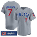 Chicago Cubs #7 Dansby Swanson Gray 'Ryne Sandberg Tribute' Vapor Limited V3 Stitched Baseball Jersey