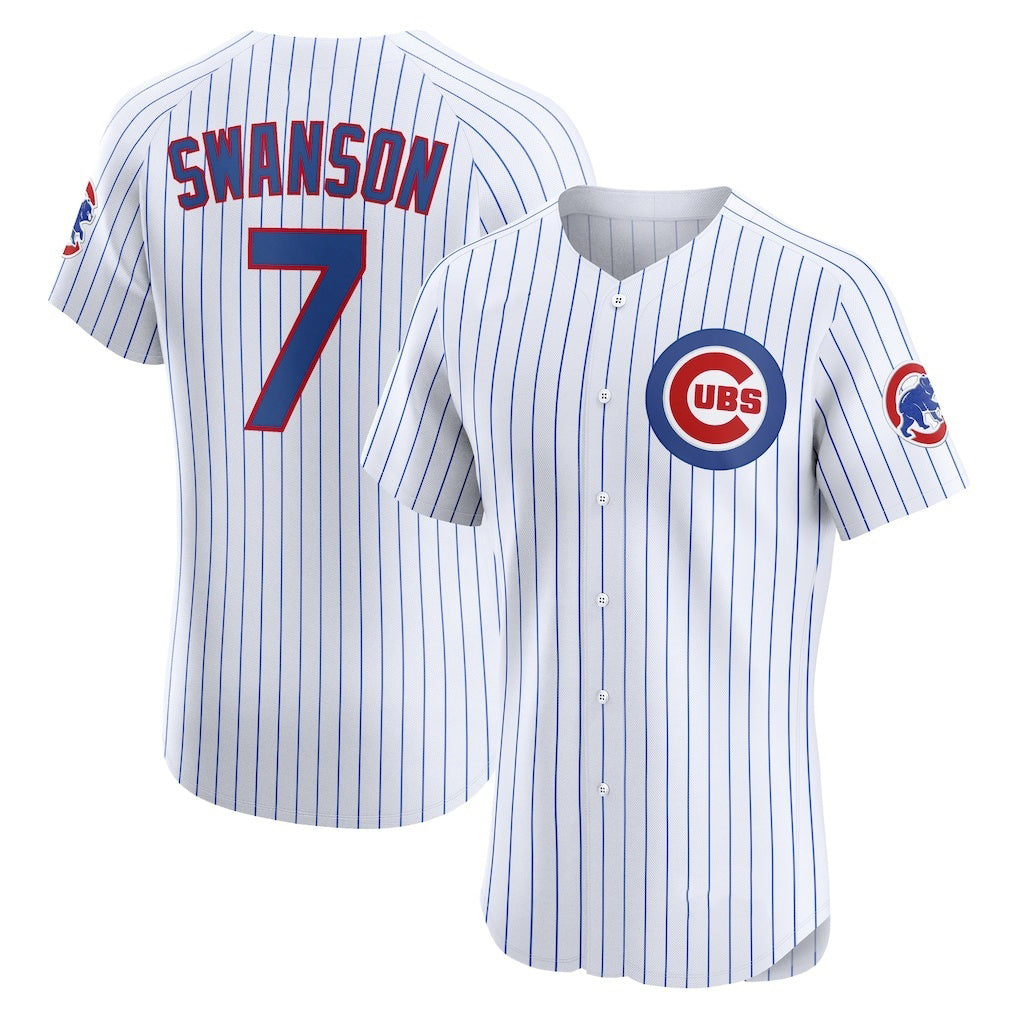 Chicago Cubs #7 Dansby Swanson White Home Elite Baseball Jersey