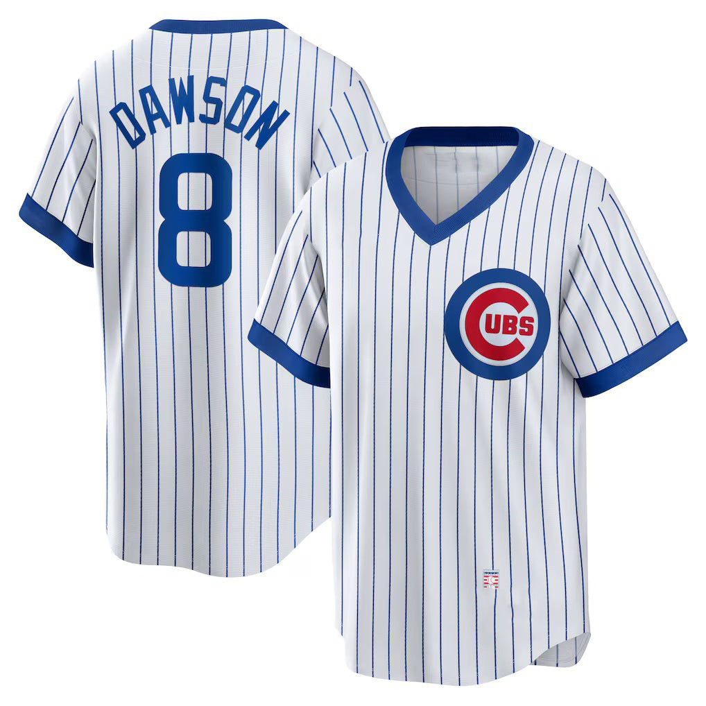Chicago Cubs #8 Andre Dawson White Home Cooperstown Collection Player Baseball Jersey