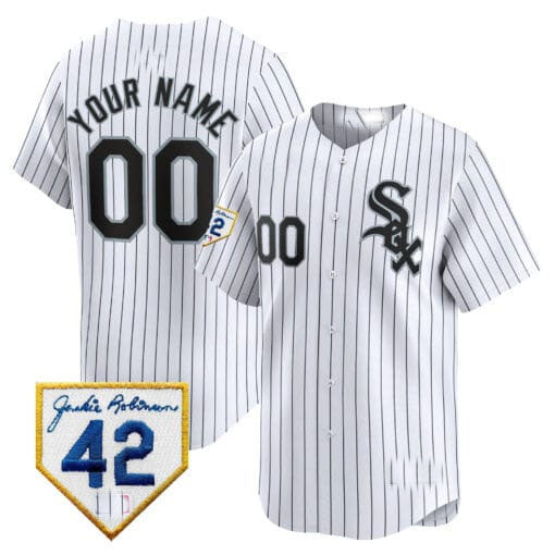 Chicago White Sox 2024 Jackie Robinson Patch Vapor Premier Limited Custom Jersey ¨C White Baseball Jersey