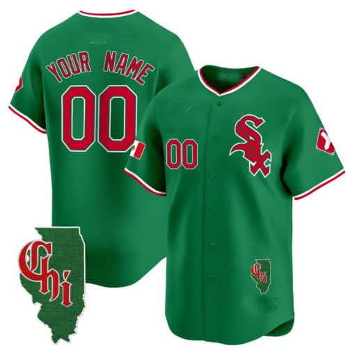 Chicago White Sox Mexico Vapor Premier Limited Custom Jersey ¨C Illinois Patch ¨C Green Baseball Jersey