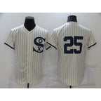 Chicago White Sox #25 Andrew Vaughn 2021 Cream Navy Field of Dreams Flex Base Stitched Baseball Jersey