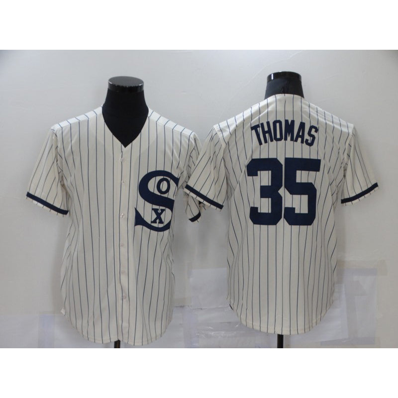 Chicago White Sox #35 Frank Thomas 2021 Cream Navy Field of Dreams Name Flex Base Stitched Baseball Jersey