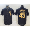 Chicago White Sox #45 Michael Jordan Black Gold Cool Base Stitched Baseball Jersey