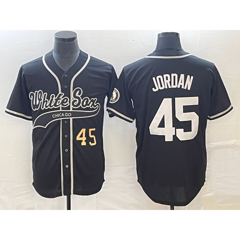 Chicago White Sox #45 Michael Jordan Number Black Cool Base Stitched Baseball Jersey