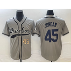 Chicago White Sox #45 Michael Jordan Number Grey Cool Base Stitched Baseball Jersey