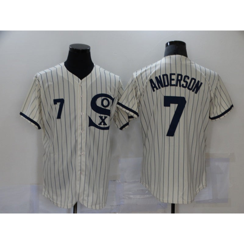 Chicago White Sox #7 Tim Anderson 2021 Cream Navy Field of Dreams Number Flex Base Stitched Baseball Jersey