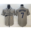 Chicago White Sox #7 Tim Anderson Number Grey Cool Base Stitched Baseball Jersey