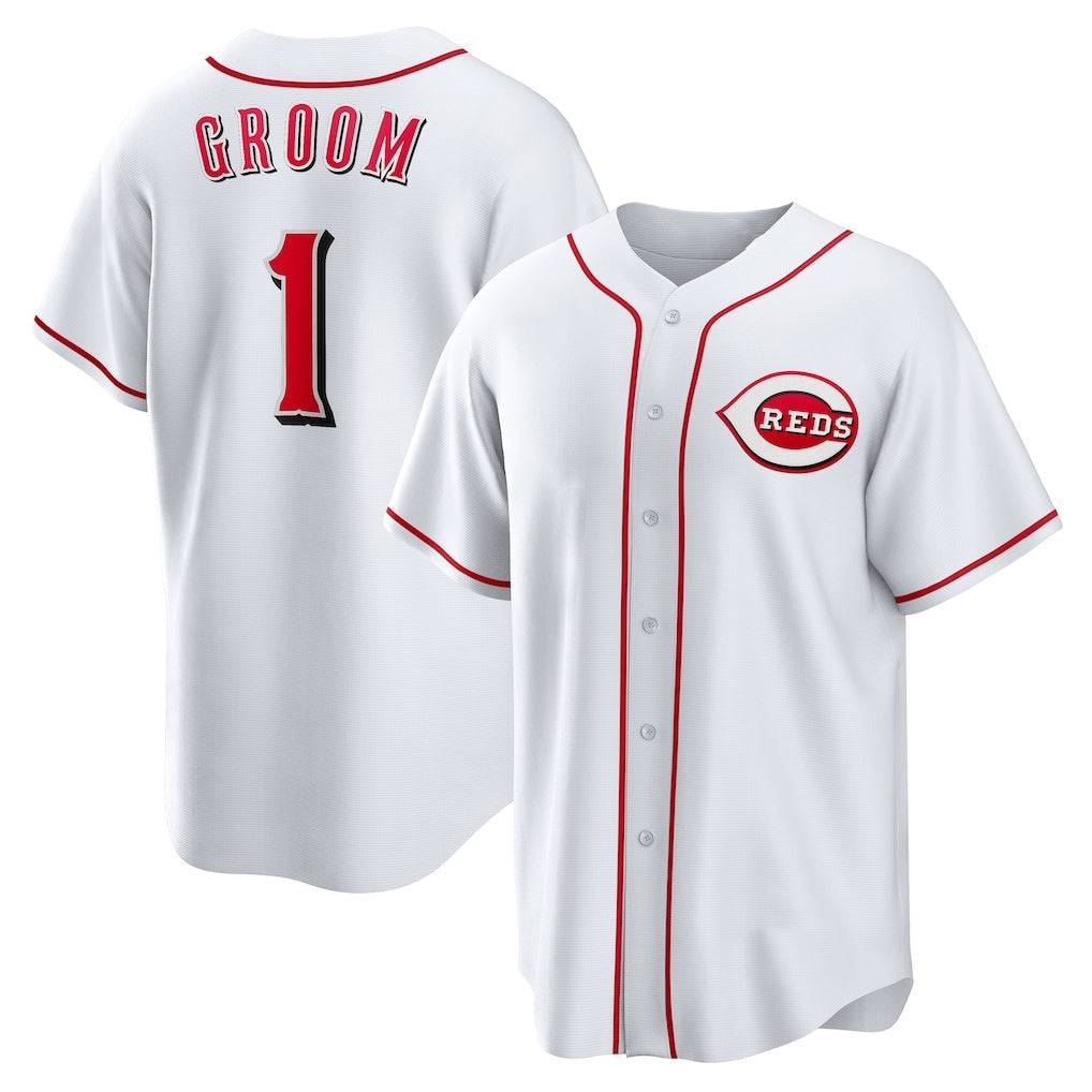 Cincinnati Reds White #1 Groom Home Replica Baseball Jersey