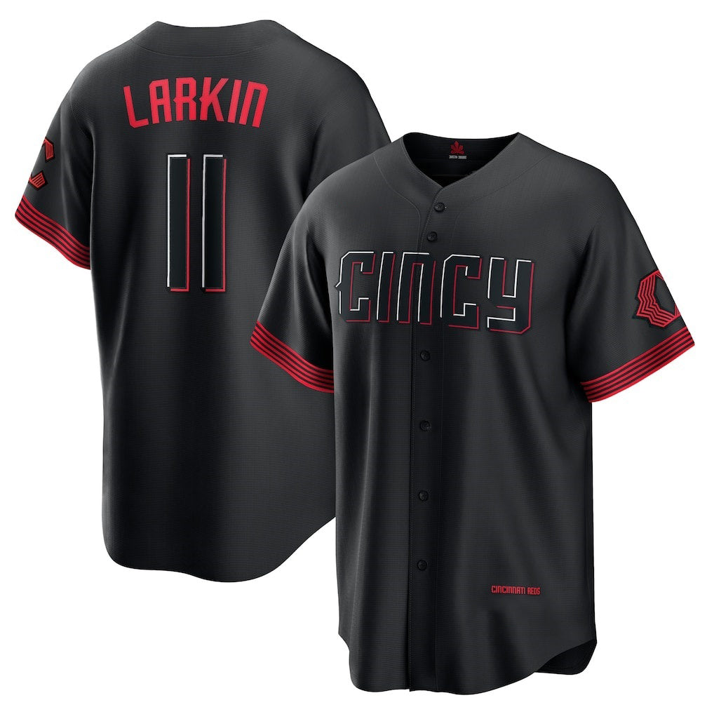 Cincinnati Reds #11 Barry Larkin Black City Connect Replica Player Baseball Jersey