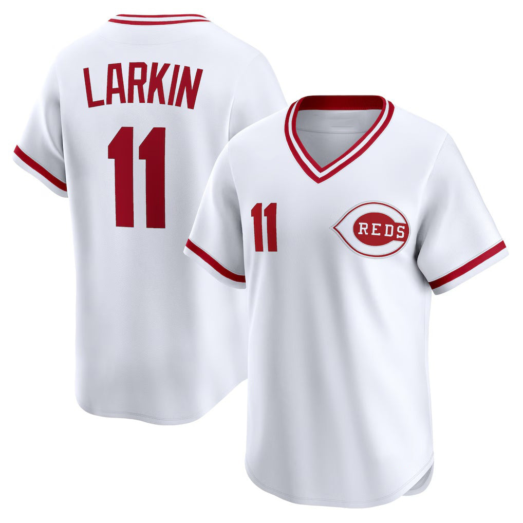 Cincinnati Reds #11 Barry Larkin White Throwback Cooperstown Collection Limited Baseball Jersey
