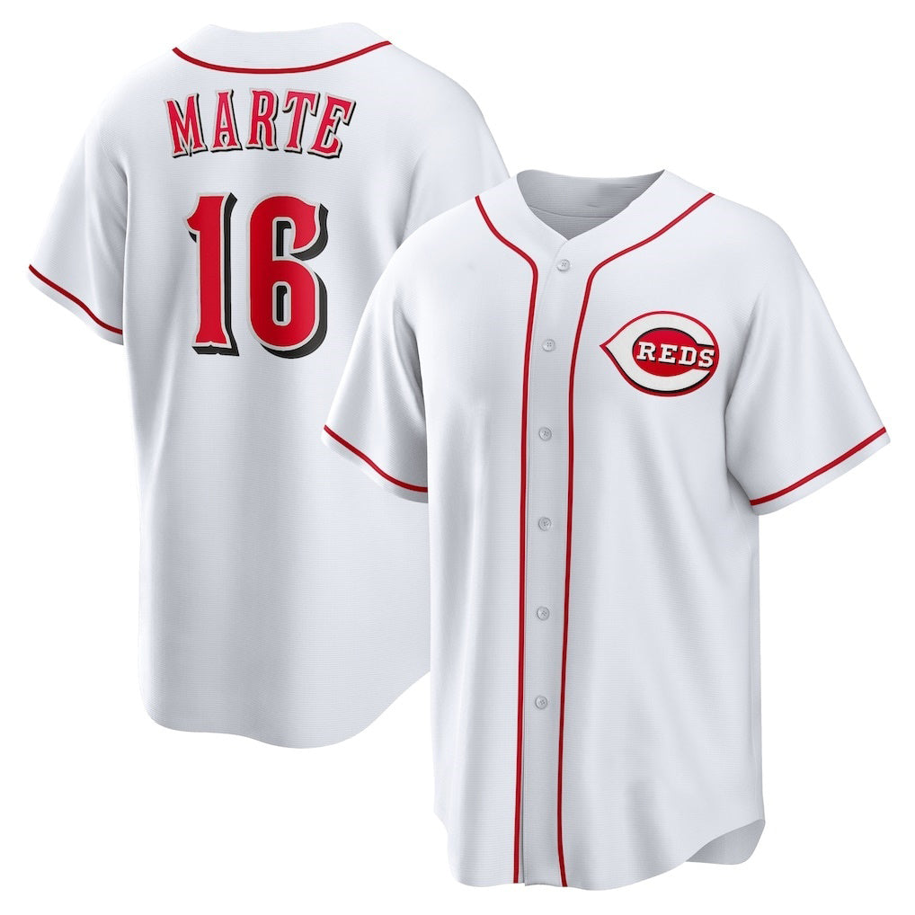 Cincinnati Reds #16 Noelvi Marte White Home Replica Baseball Jersey