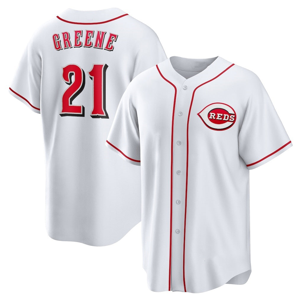 Cincinnati Reds #21 Hunter Greene White Home Replica Baseball Jersey