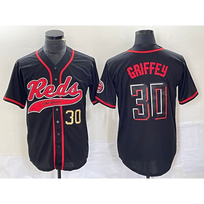 Cincinnati Reds #30 Ken Griffey Jr Number Black 2023 City Connect Cool Base Stitched Baseball Jerseys