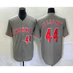 Cincinnati Reds #44 Elly De La Cruz Number Grey Cool Base Stitched Baseball Jersey