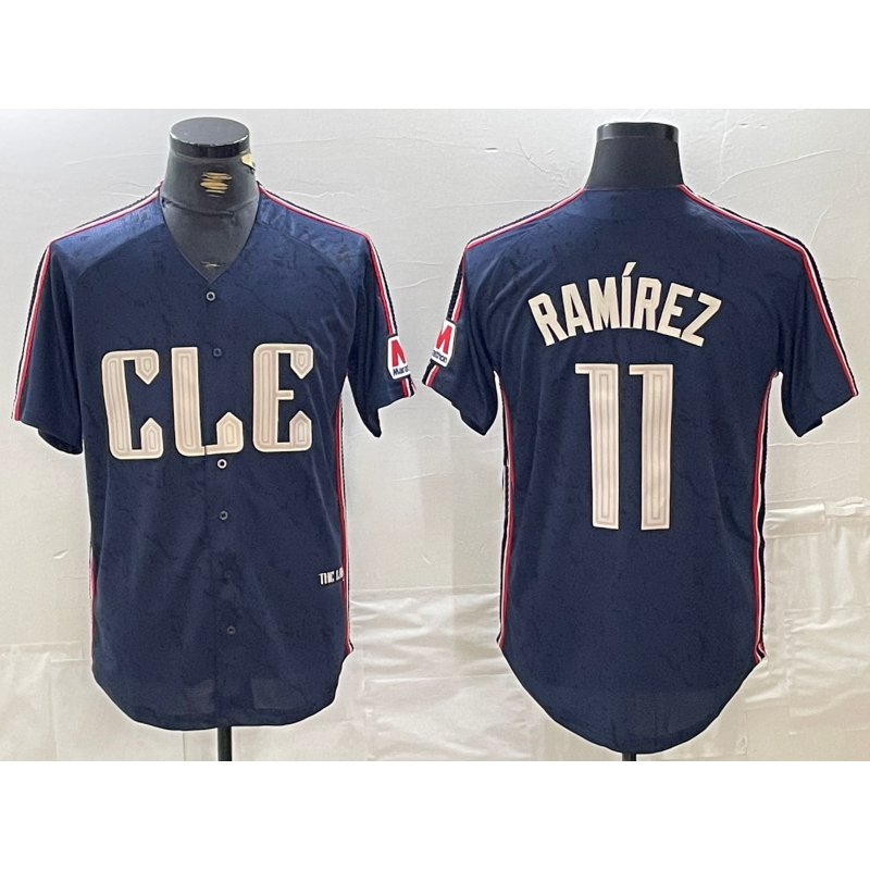 Cleveland Guardians #11 Jose Ramirez Navy 2024 City Connect Limited Stitched Baseball Jersey
