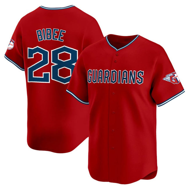 Cleveland Guardians #28 Tanner Bibee Red Alternate Limited Stitched Baseball Jersey