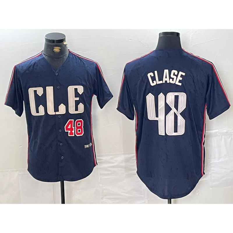 Cleveland Guardians #48 Emmanuel Clase Number Navy 2024 City Connect Limited Stitched Baseball Jersey