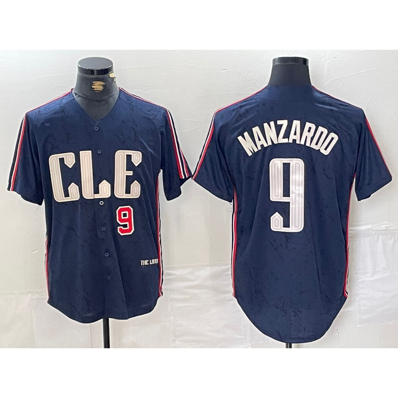 Cleveland Guardians #9 Kyle Manzardo Number Navy 2024 City Connect Limited Stitched Baseball Jersey