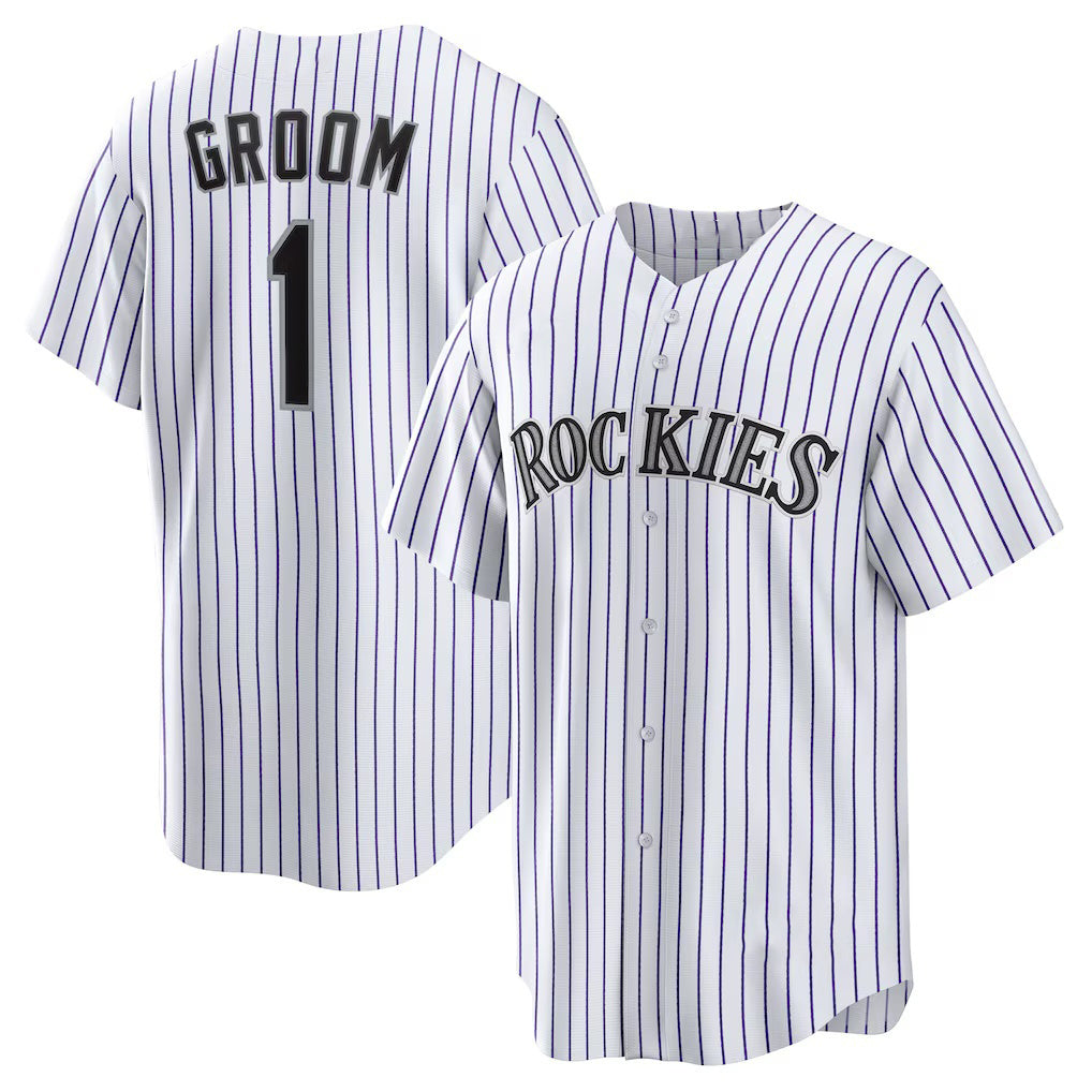 Colorado Rockies White #1 Groom Home Replica Baseball Jersey