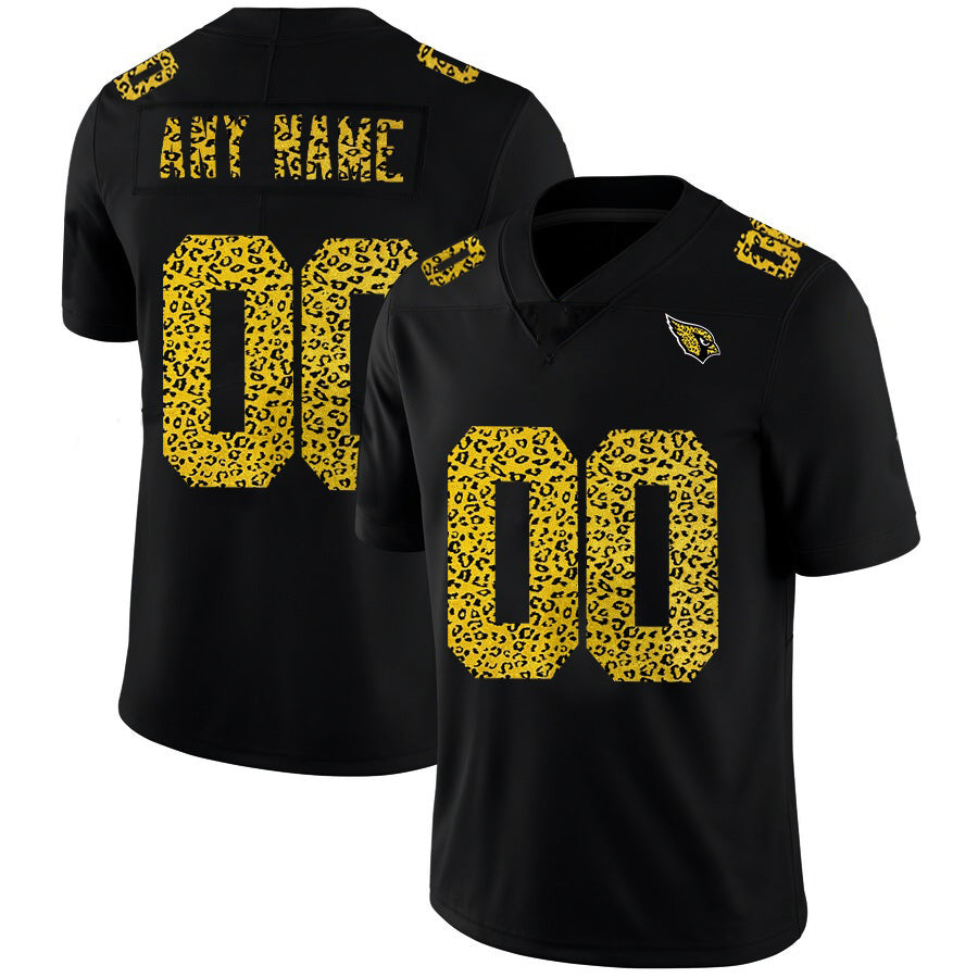 Custom A.Cardinals Black Leopard Print Fashion Vapor Limited Stitched Football American Jersey