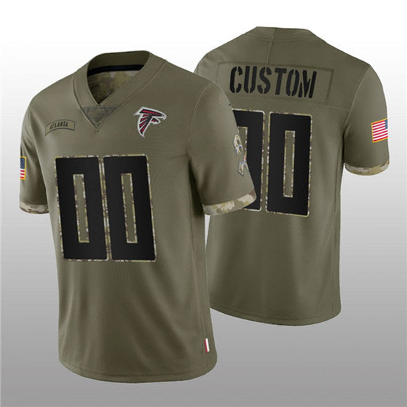 Custom A.Falcons ACTIVE PLAYER 2022 Olive Salute To Service Limited Stitched Football American Jersey