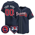 Custom Atlanta Braves Navy 2024 Spring Training Patch Limited Stitched Baseball Jersey