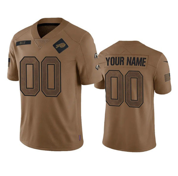 Custom B.Bills Active Player 2023 Brown Salute To Service Limited Stitched Football American Jersey