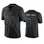 Custom B.Bills Active Player Black Reflective Limited Stitched Football American Jersey