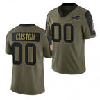Custom B.Bills Olive ACTIVE PLAYER 2021 Salute To Service Limited Stitched Football American Jersey