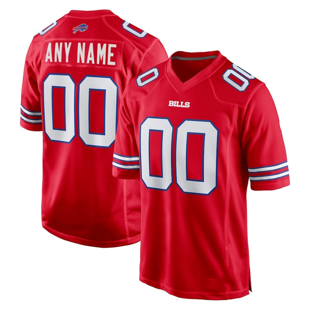 Custom B.Bills Red Alternate Game Stitched Football American Jersey